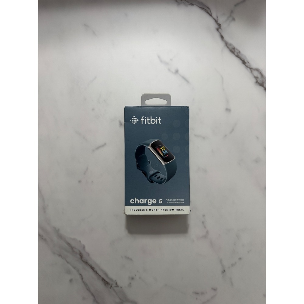 Fitbit Charge 5 Advanced Fitness Health Tracker Steel Blue- Damaged Box